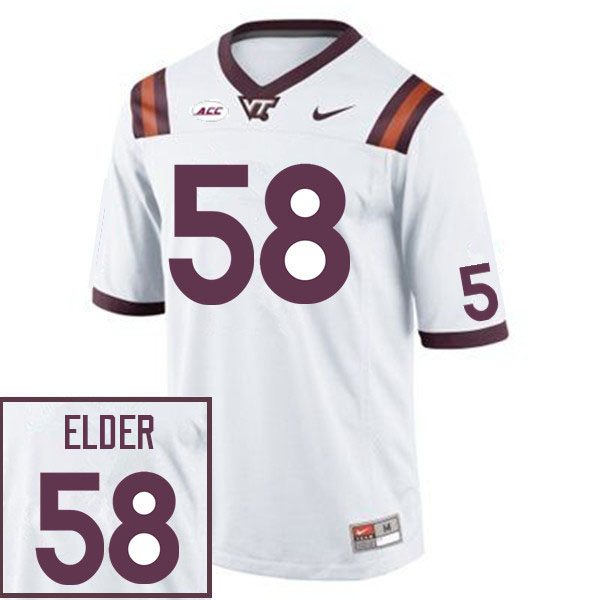 Men #58 Da'Shawn Elder Virginia Tech Hokies College Football Jerseys Sale-White